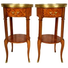 Pair of French Vintage Louis XVI Marquetry Side Tables 5