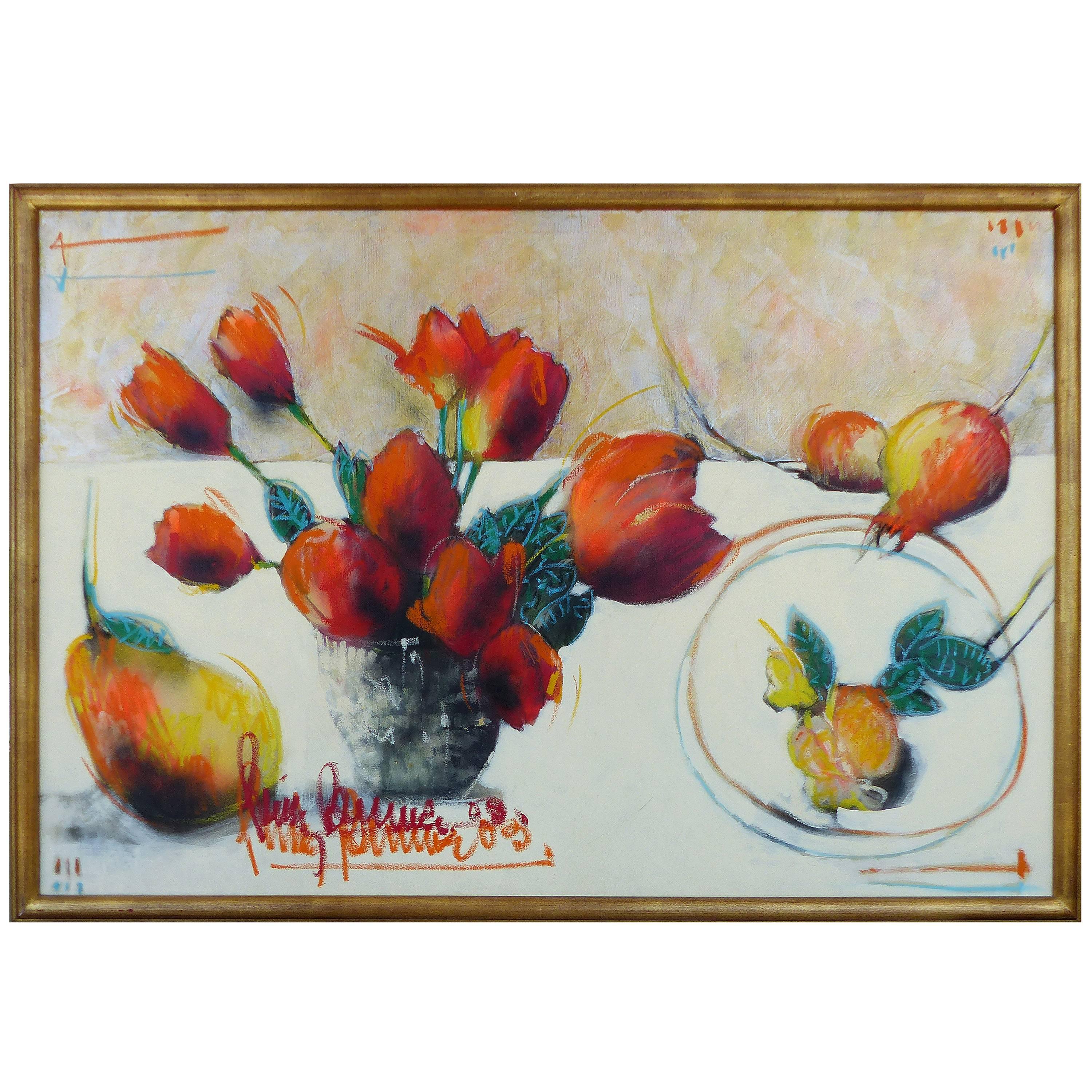 Pérez-Becerra Contemporary Abstract Floral Still Life Oil Painting