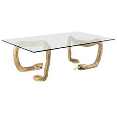 Brass ‘Python’ Coffee Table Attributed to Alain Chervet