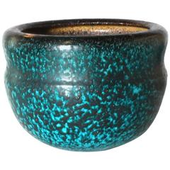 French Signed Accolay Blue Pot, circa 1970 3