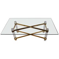 High Quality Lucite Brass and Glass Dining Table 2