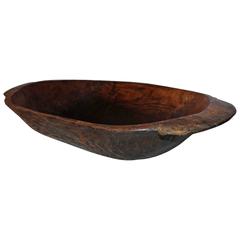 Antique Early Hand-Carved Monumental Dough Bowl