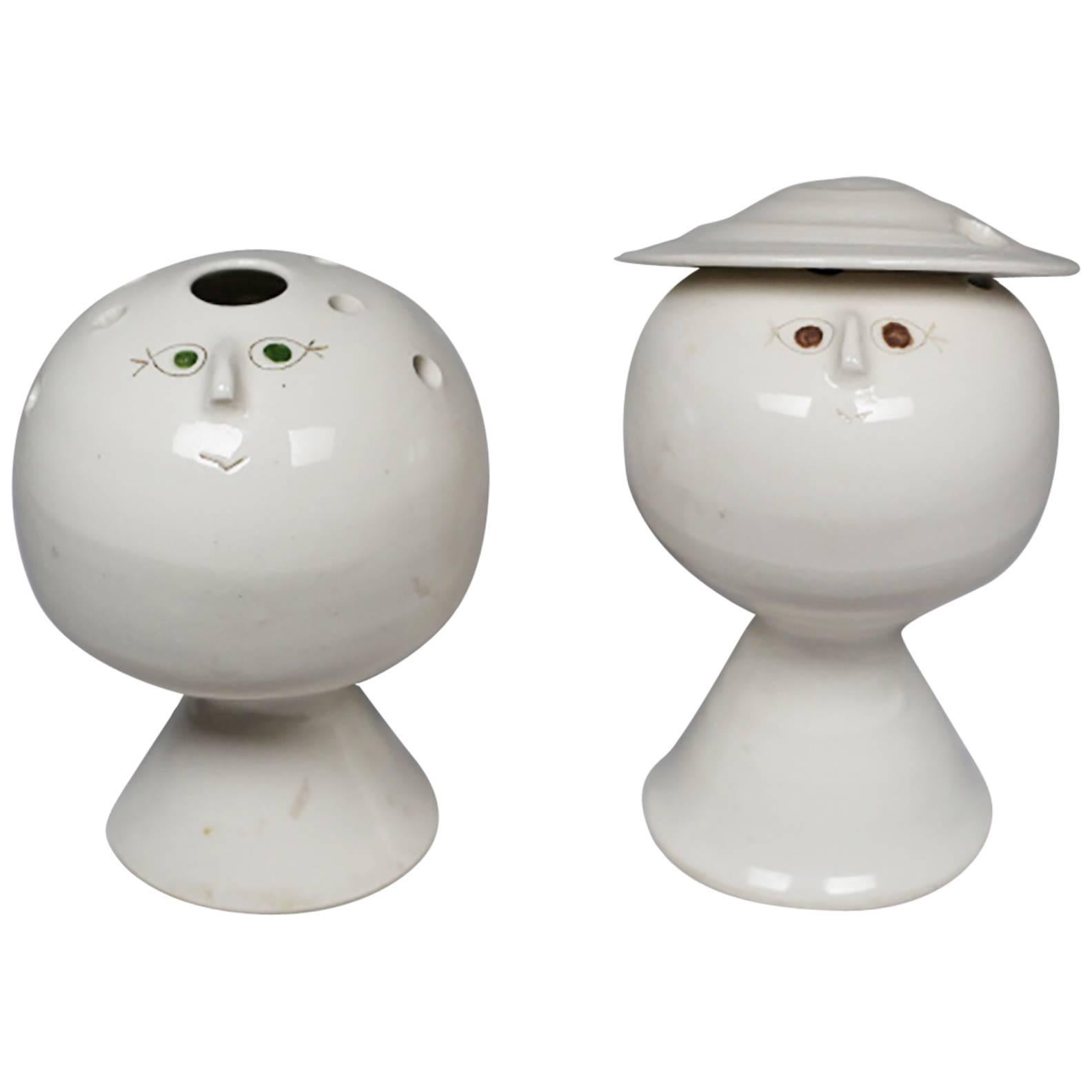 Pair of Glazed Ceramic Bud Vases/Sculptures