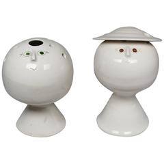 Pair of Glazed Ceramic Bud Vases/Sculptures