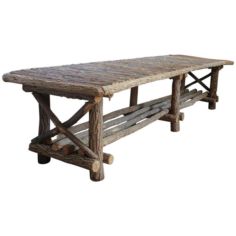 Rustic Coffee Table Or Bench For At 1stdibs 20th Century American Rustic Bench Coffee Table