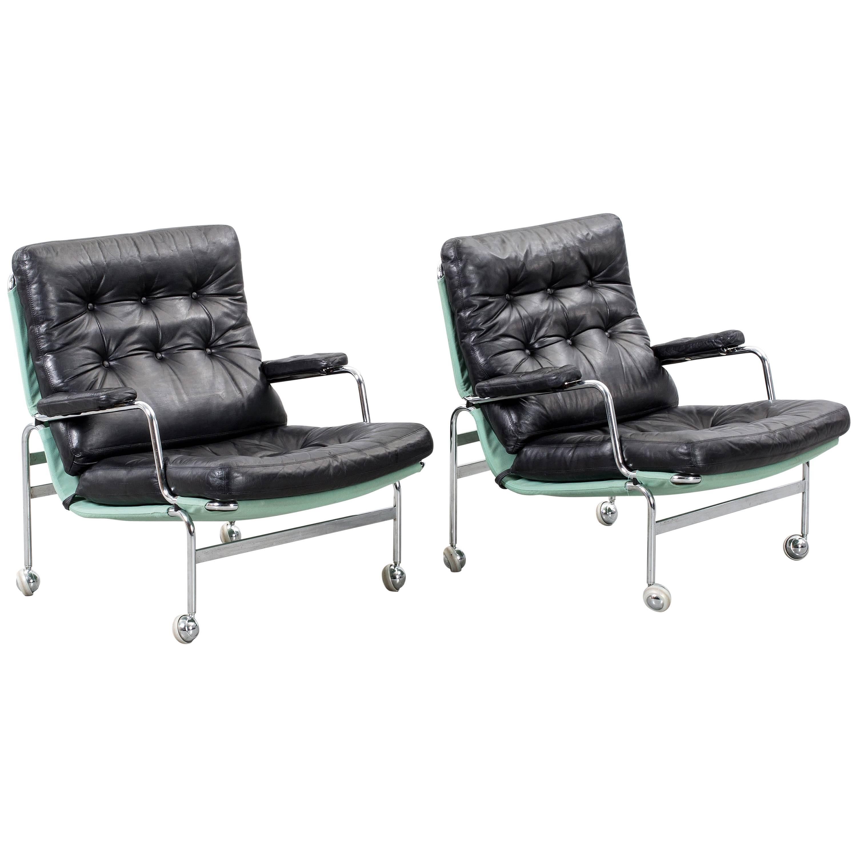 Bruno Mathsson Pair of Karin Easy Chairs by DUX in Sweden For Sale