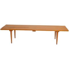 Mid-Century Wood Slat Bench 7