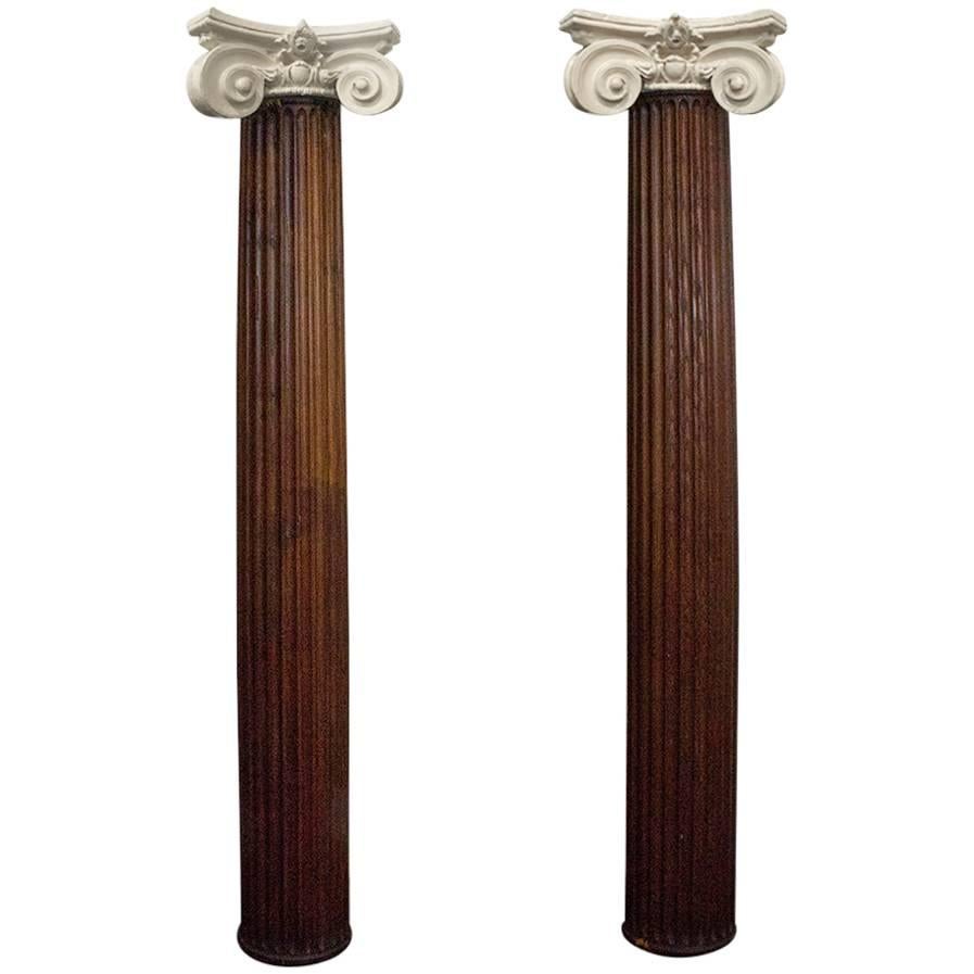 Carved Oak Pillar with Plaster Capital ( One Available)
