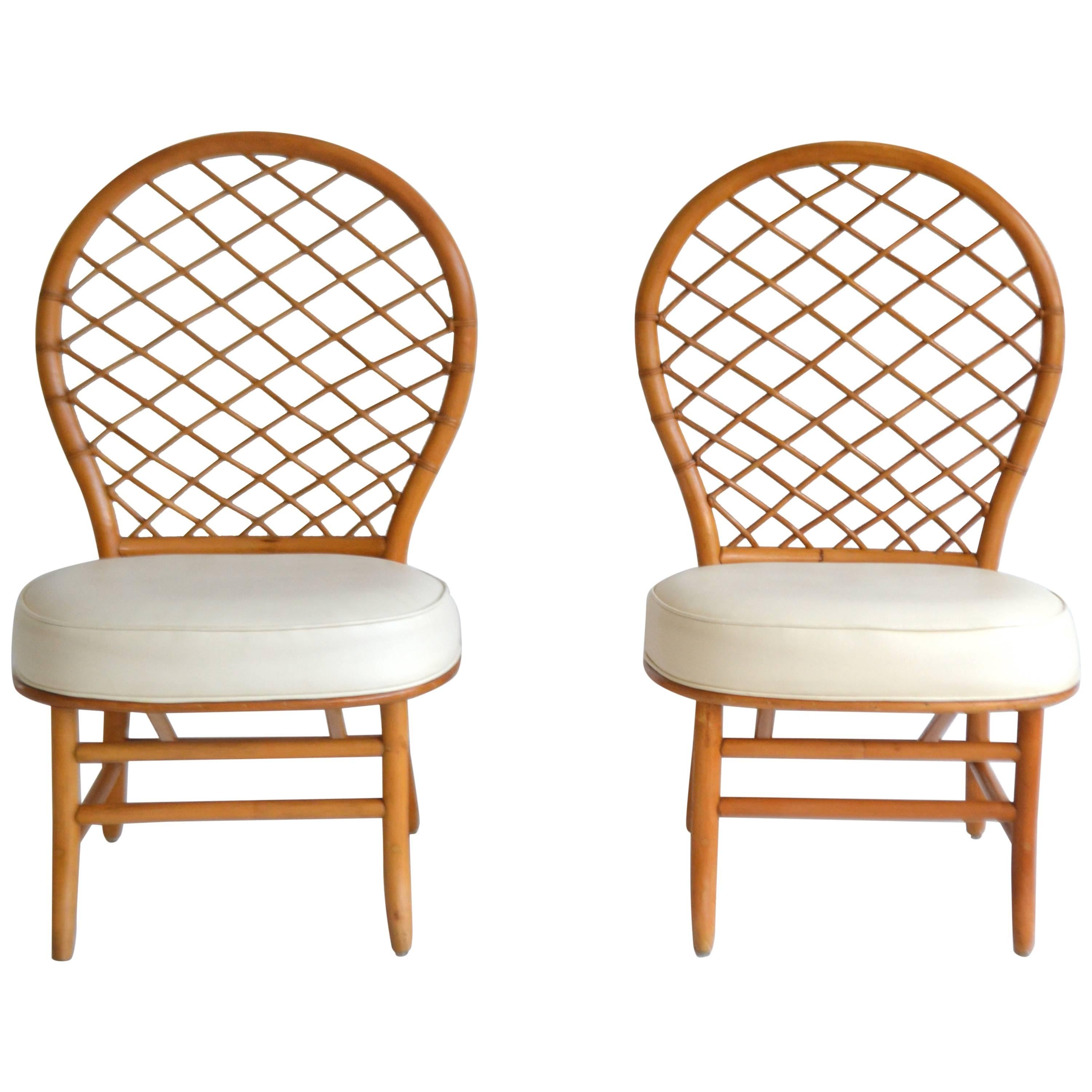 Pair of Mid-Century Bent Bamboo Hall Chairs