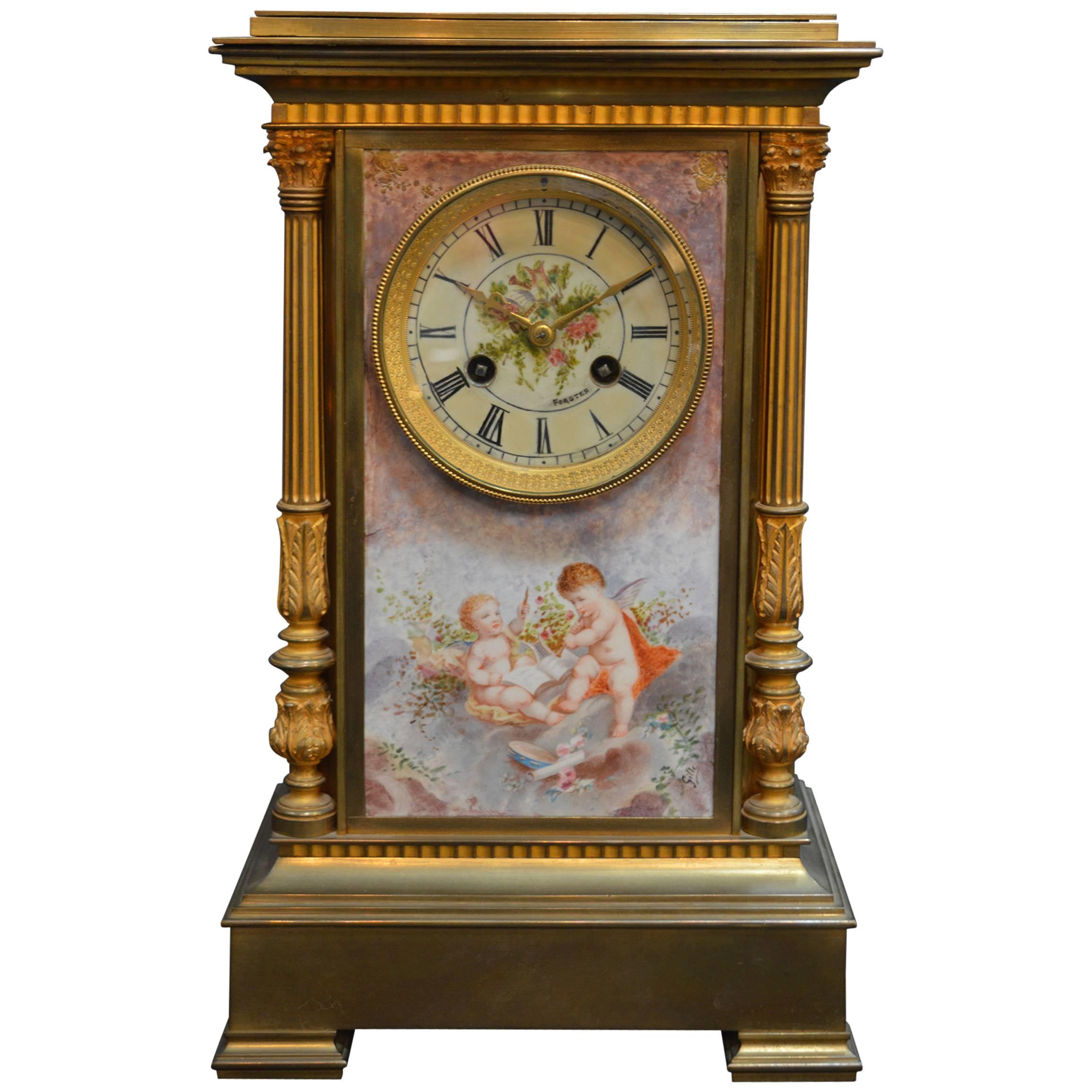 19th Century French Gilt Bronze Mantel Clock