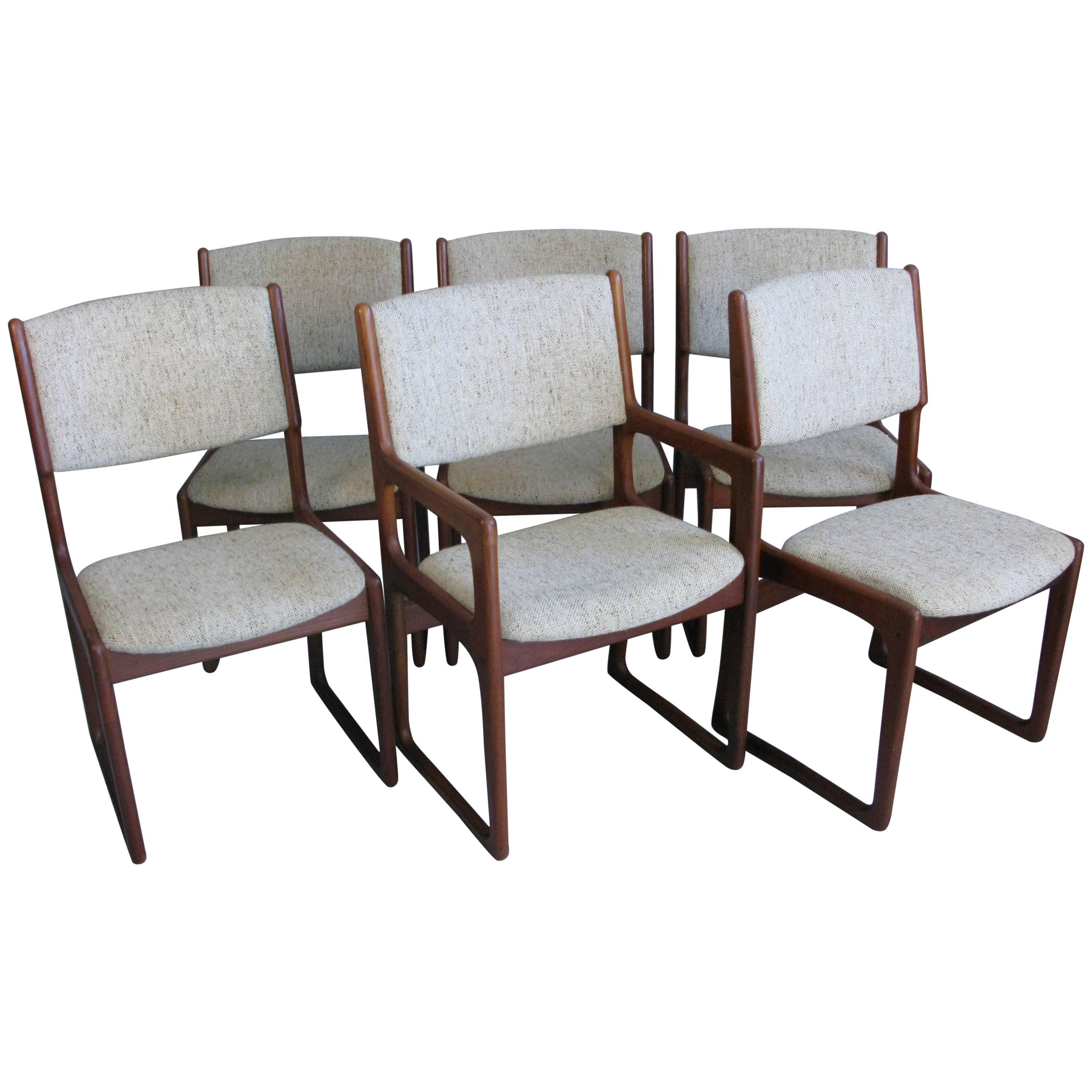 Set of Six 1960s Danish Design Chairs by Benny Linden