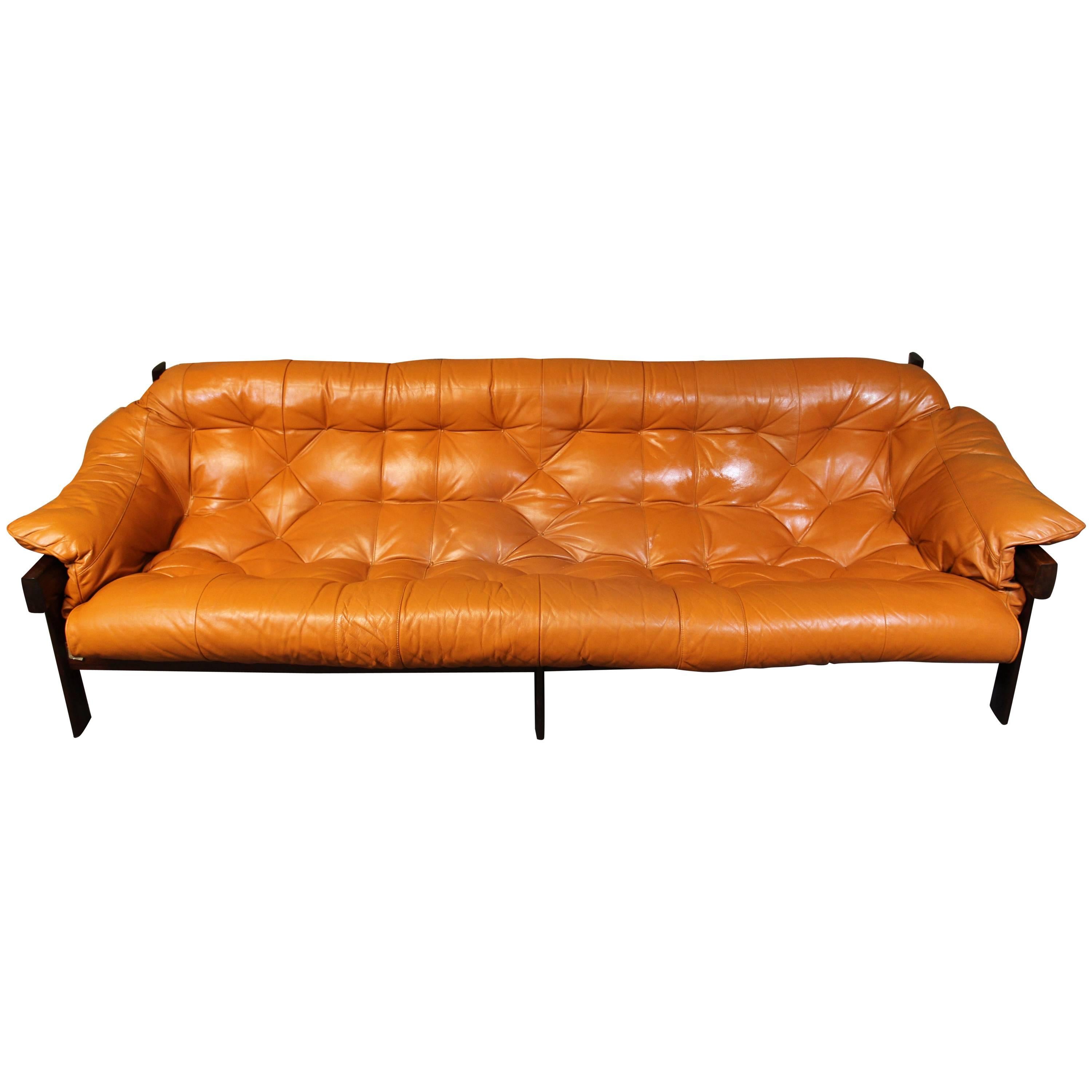 Percival Lafer Brazilian Jacaranda and Leather Sofa