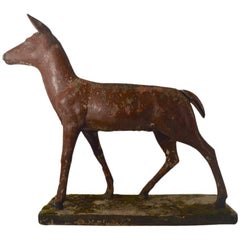 Antique Large Poured Stone Deer Lawn Statuary