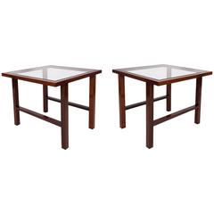 Pair of Branco & Preto Glass Top Side Tables in Caviuna 8