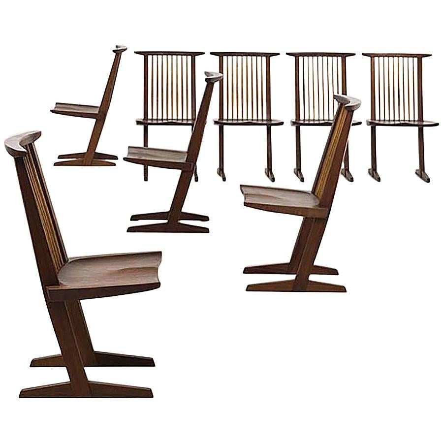 George Nakashima Set of Eight Conoid Dining Chairs, 1965 For Sale