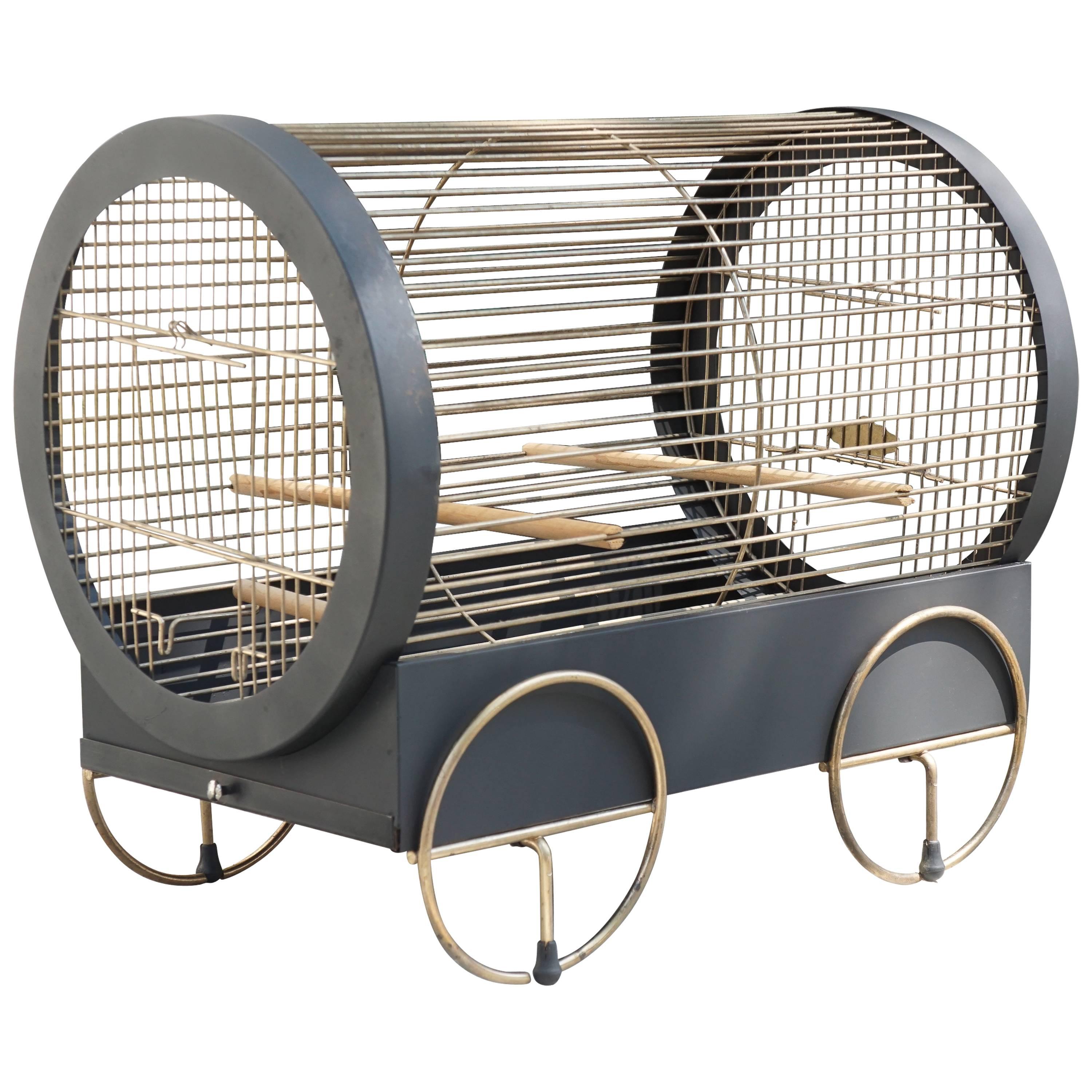 Vintage Fun and Funky 1950s Brass and Tole Bird Cage