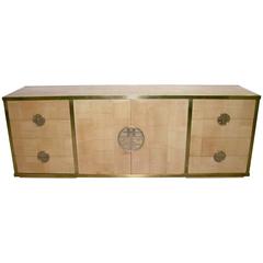 1970s Unique Italian Back Finished Palm Wood Sideboard/Cabinet with Asian Flair 2