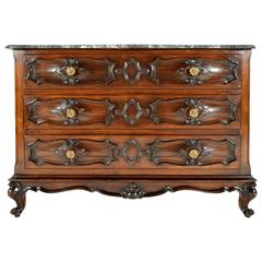 19th Century Walnut Louis XV Chest of Drawers with Marble-Top