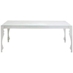 Modern European Louis Lacquered, Glass White or Black Eight-Seat Dining Table