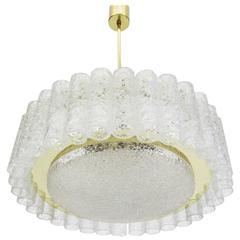 Doria Ice Glass Tubes Chandelier with Brass Surround, Germany, 1960s 2
