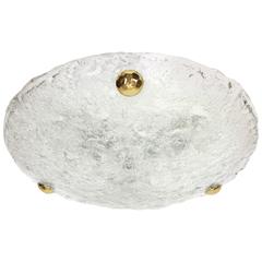 1 (of 2) Big Round Murano Ice Glass Flush Mount by Hillebrand, Germany, 1970s 1