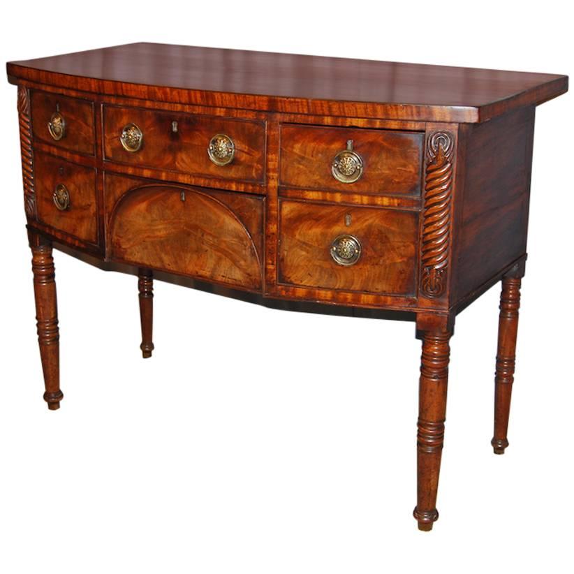 British Regency Period Mahogany Bow Fronted Sideboard For Sale