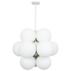 Kaiser Sputnik Molecular Shape Chandelier, 12 Opal Glass, Germany, 1970s 4