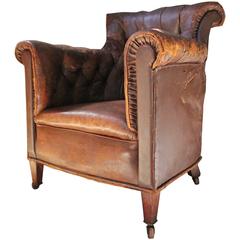 Antique Good Late 19th Century Button-Back Leather Armchair, circa 1900