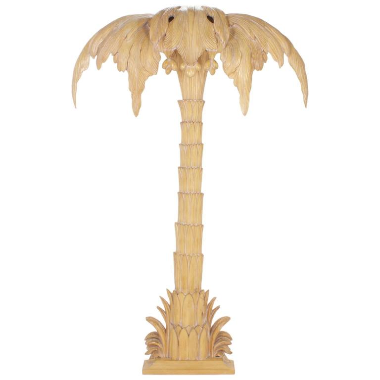 Mid-Century Carved Pine Palm Tree Floor Lamp, in the Maison Jansen ... Mid-Century Carved Pine Palm Tree Floor Lamp, in the Maison Jansen ...
