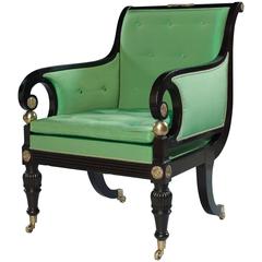 Antique Ebonized Regency Tub Chair