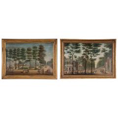 Antique Pair of Mid-18th Century Paintings of Vauxhaull Gardens and Ranelagh Gardens