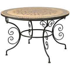Large Round Moroccan Mosaic Tile Table on Iron Base 1