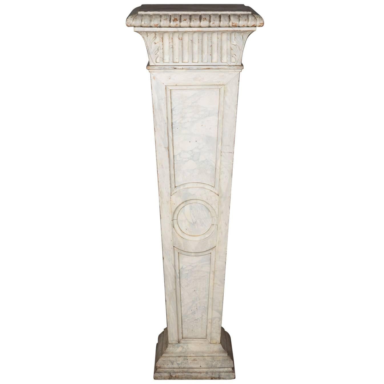 19th Century France Three-Sided Faux-Marble Pedestal For Sale