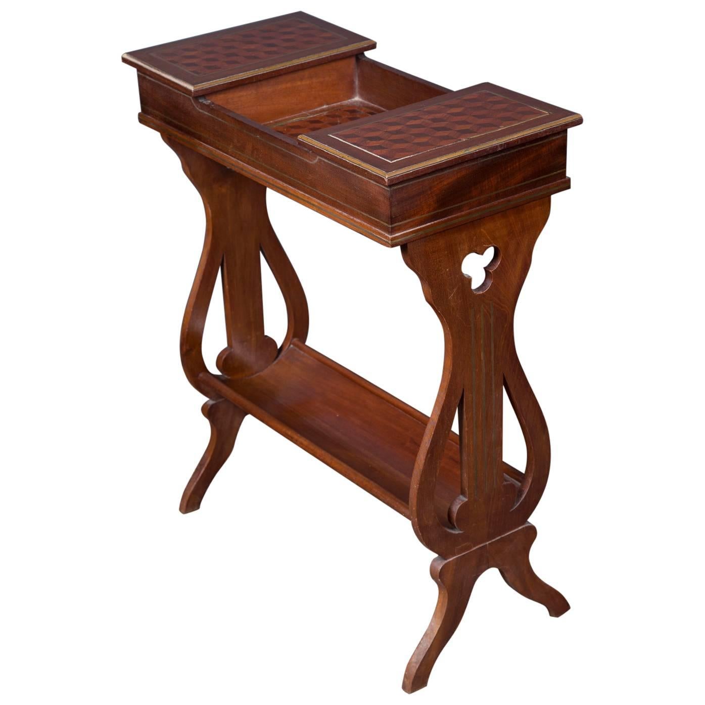 French 19th Century Restauration Walnut Lyre Work Table For Sale