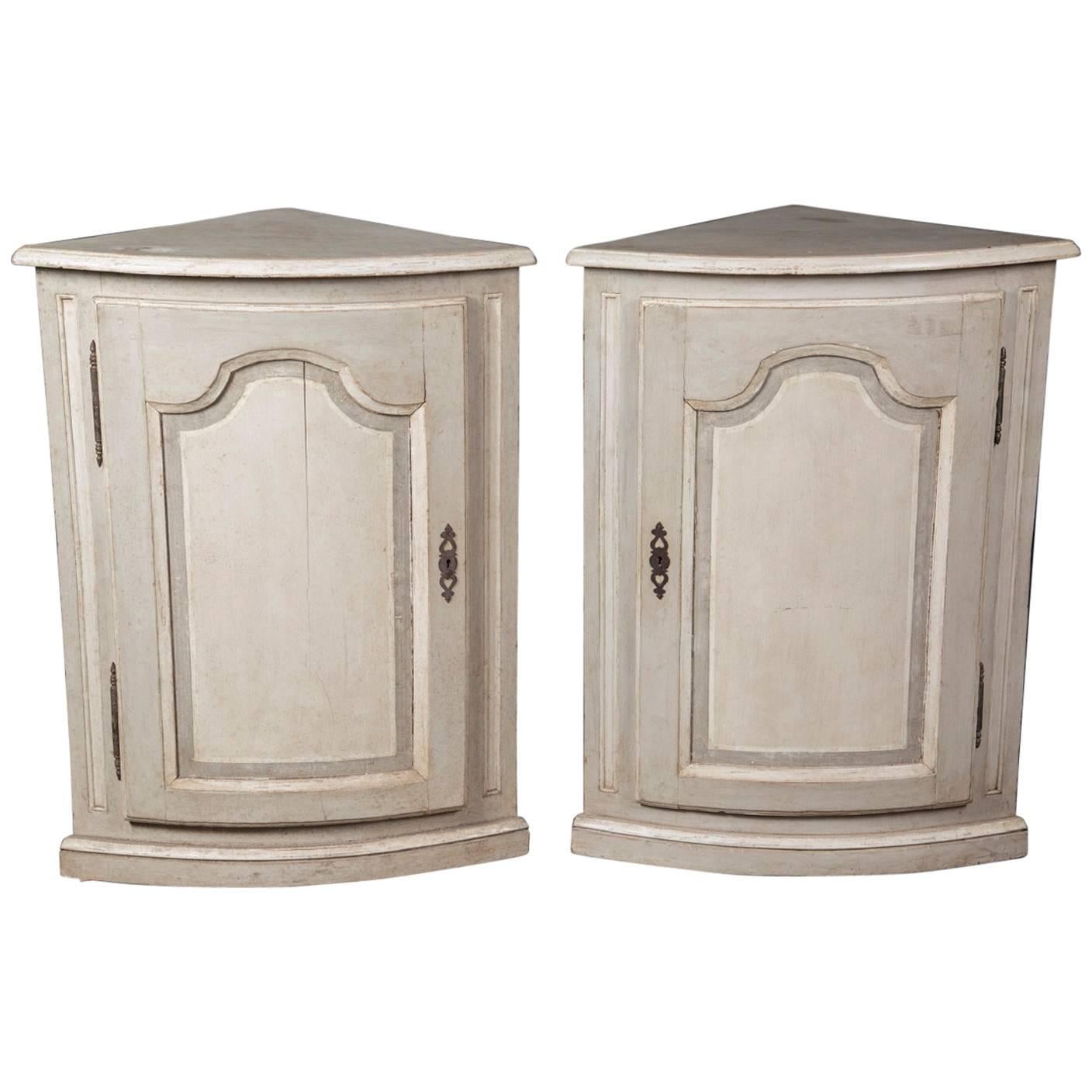 Pair of Painted 19th Century Corner Cabinets