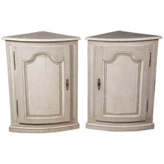 Pair of Painted 19th Century Corner Cabinets
