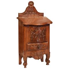 Early 20th Century French Carved Walnut Salt Box from Provence
