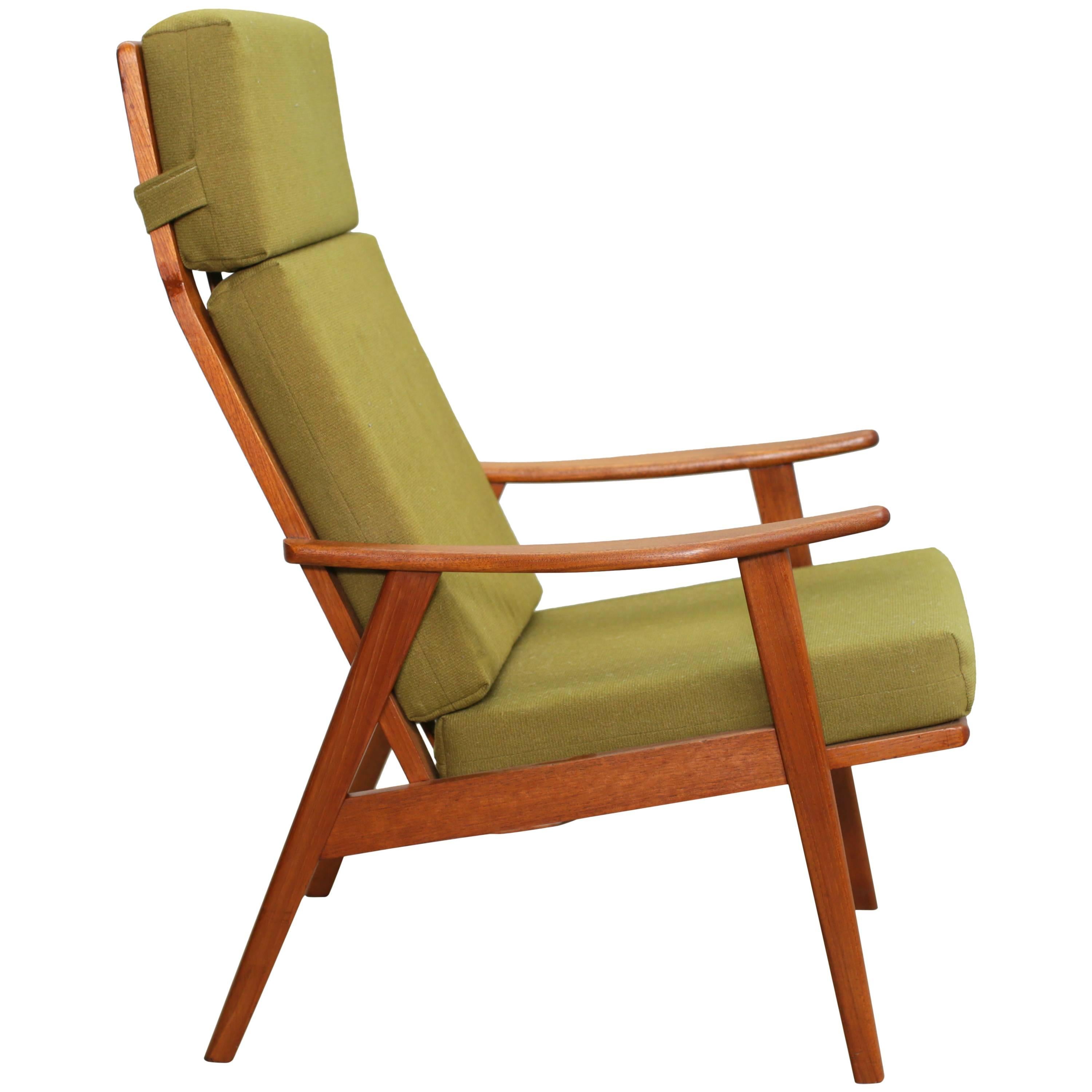 Danish Modern High Back Arm Chair (now in red fabric) For Sale