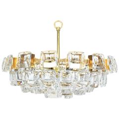 Large Gilt Brass and Crystal Glass Chandelier by Palwa, Germany, 1960s 12