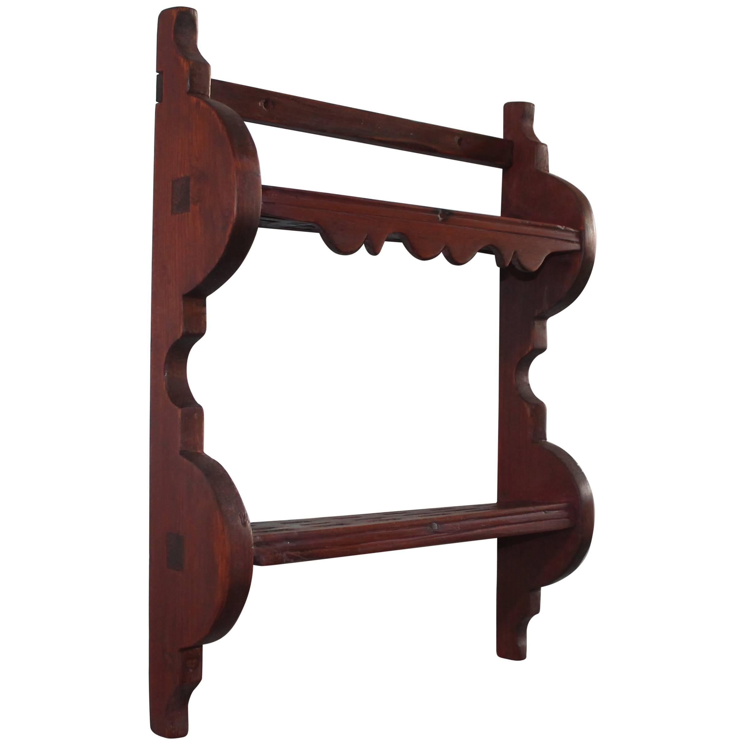 Early 18th Century Original Red Painted Spoon Rack