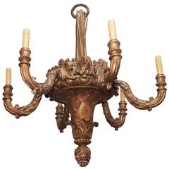 Large 19th Century Giltwood Basket-Form Chandelier
