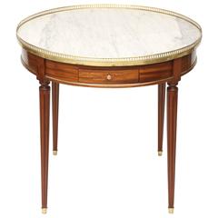 19th Century French Bouillotte Table with White Marble Top
