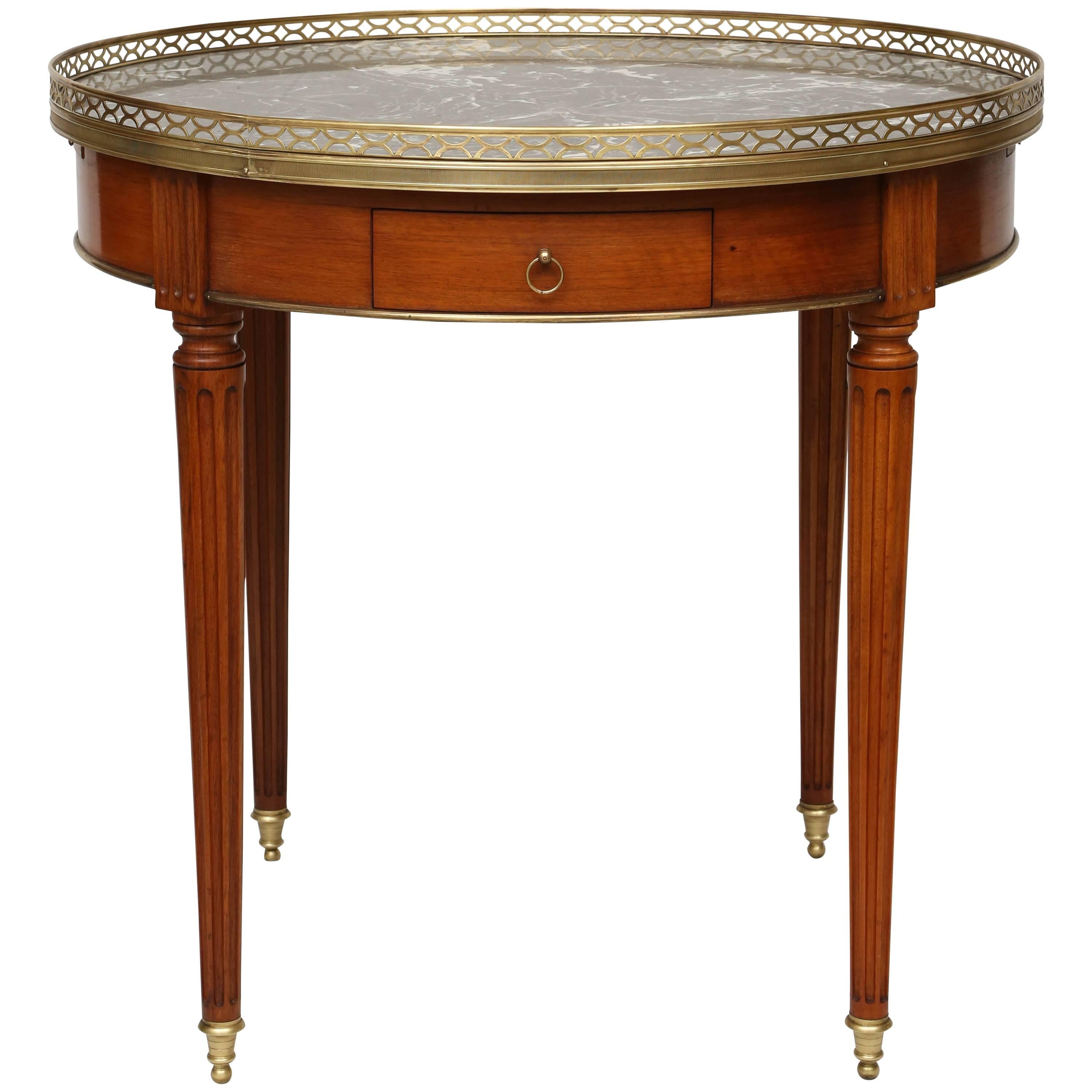 French 19th Century Bouillotte Table with Gray Marble Top