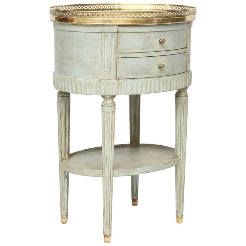 Oval French Commode with Mirrored Top For Sale
