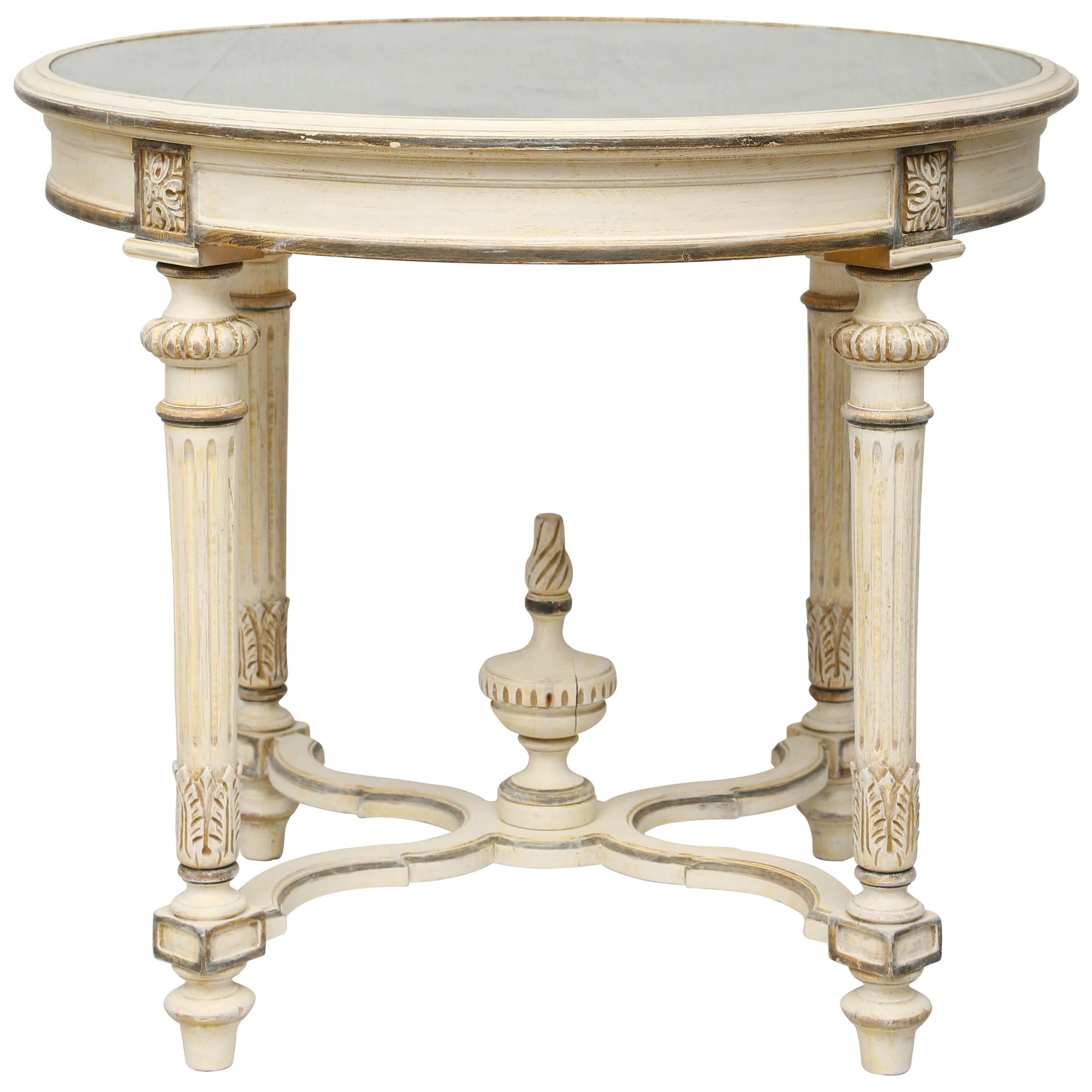 Painted Italian End Table with Mirrored Top