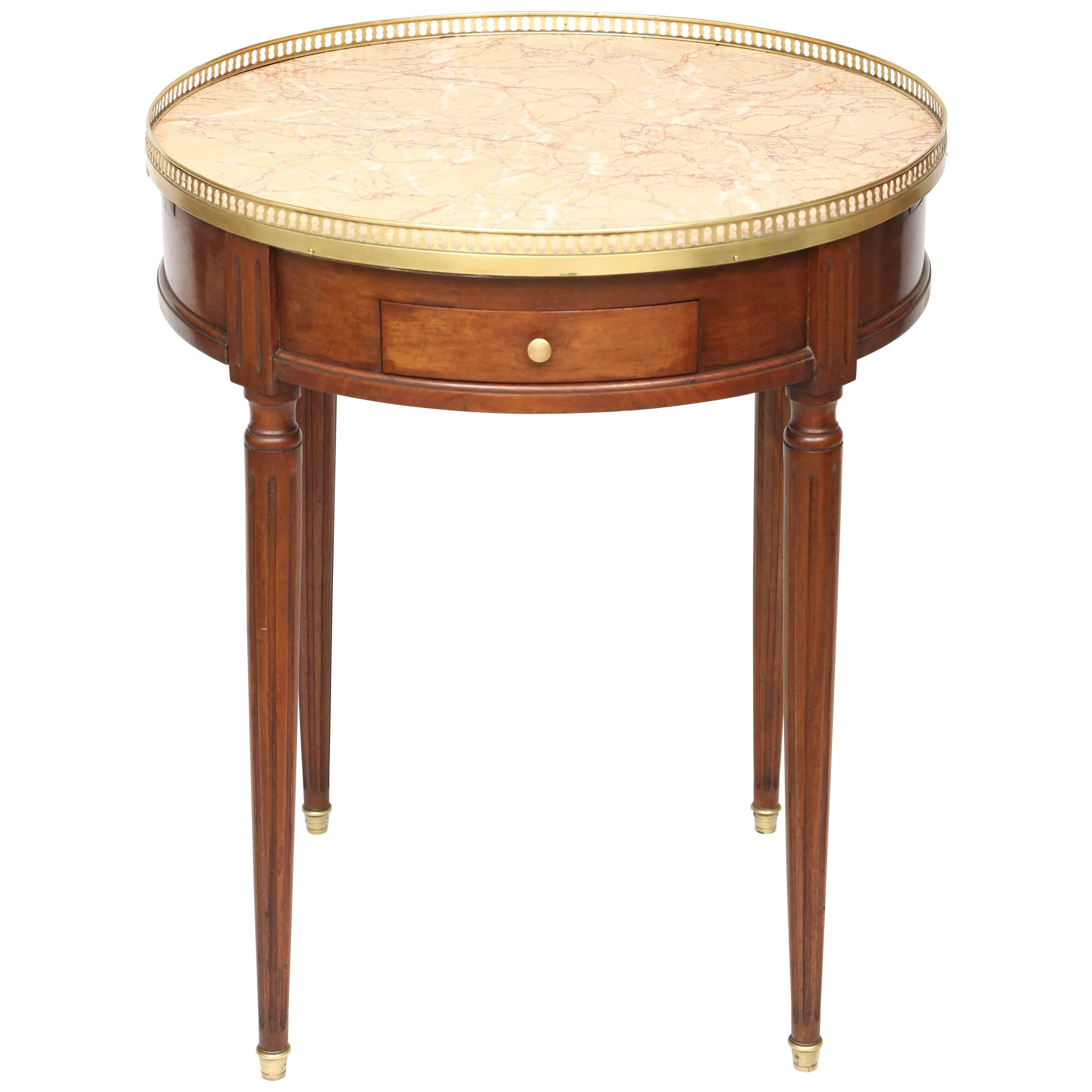 19th Century Mahogany Bouillotte Table with Marble Top