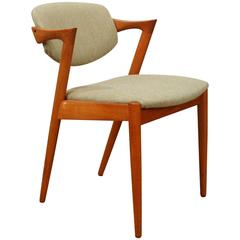 Vintage Danish Teak Model 42 Tilt Back Dining Chair by Kai Kristiansen