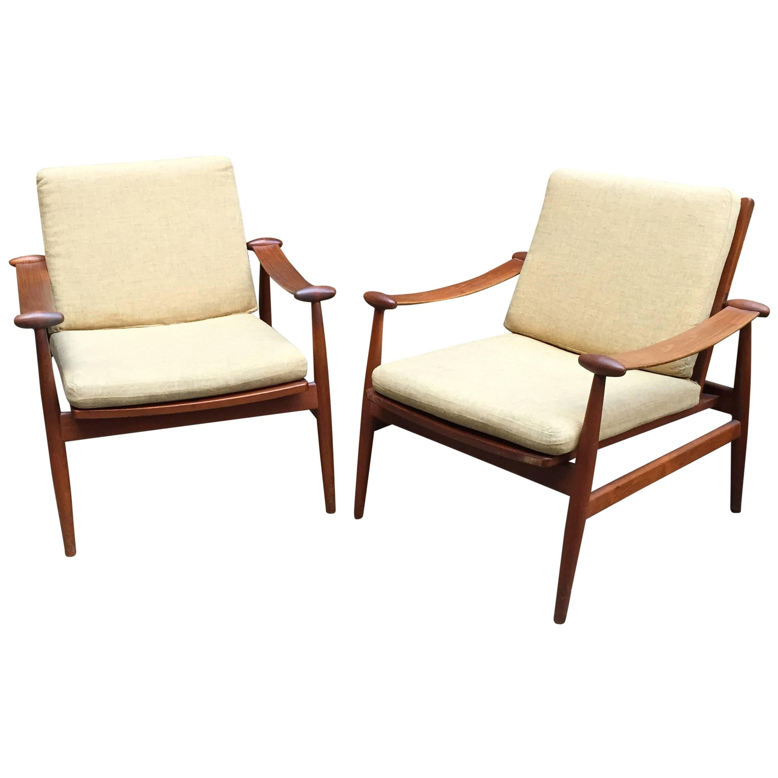 Pair of Finn Juhl Teak FD133 Spade Chairs