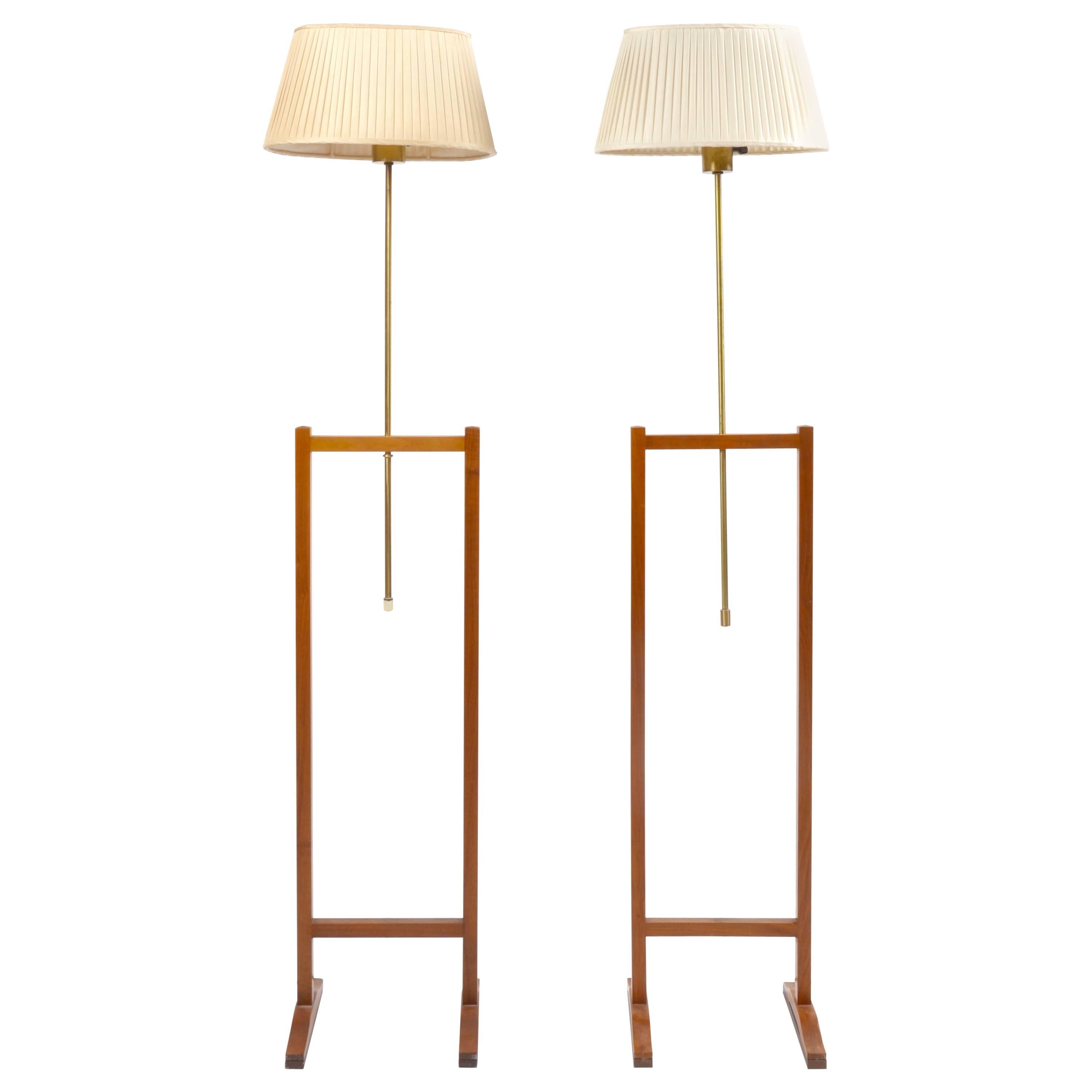 Pair of Floor Lamp, Walnut and Brass, Josef Frank for Svenskt Tenn