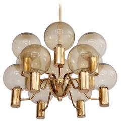 Huge Chandelier "Patricia" by Hans-Agne Jakobsson in Brass and Glass